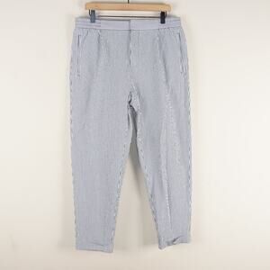 Reiss Sail Stretch Navy White Seersucker Striped Trouser Pants Elastic Mens 34